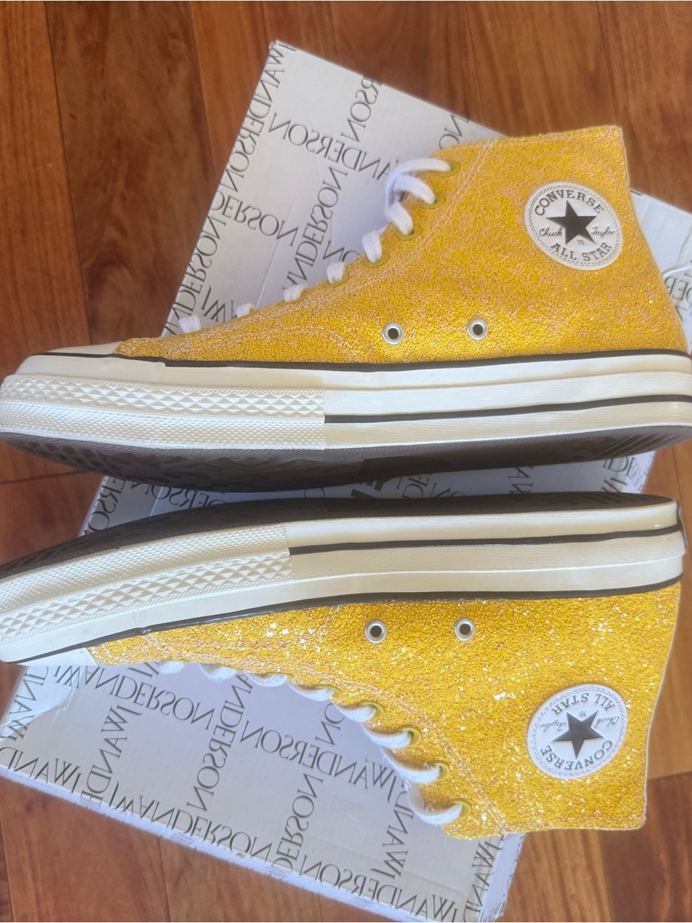 JW Anderson All Star Chuck Taylor HI Glitter Lace-Up Sneakers - Picture 5 of 12